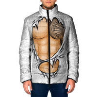 Samoan Tatau Padded Jacket Tattoo Reveal Effect LT03 Men White - Polynesian Pride