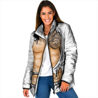 Samoan Tatau Padded Jacket Tattoo Reveal Effect LT03 Women White - Polynesian Pride