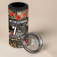 Pearl Harbor Remembrance Day Personalized 4 in 1 Can Cooler Tumbler Memories of December 7 with Red Poppy Lei LT03 - Polynesian Pride