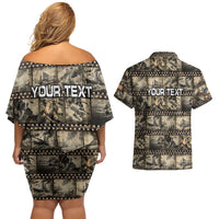 Pearl Harbor Remembrance Day Personalized Couples Matching Off Shoulder Short Dress and Hawaiian Shirt Memories of December 7 with Red Poppy Lei LT03 - Polynesian Pride
