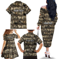 Pearl Harbor Remembrance Day Personalized Family Matching Off The Shoulder Long Sleeve Dress and Hawaiian Shirt Memories of December 7 with Red Poppy Lei LT03 - Polynesian Pride