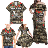 Pearl Harbor Remembrance Day Personalized Family Matching Off Shoulder Maxi Dress and Hawaiian Shirt Memories of December 7 with Red Poppy Lei LT03 - Polynesian Pride