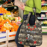 Pearl Harbor Remembrance Day Grocery Bag Memories of December 7 with Red Poppy Lei - Polynesian Pride