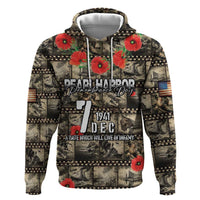 Pearl Harbor Remembrance Day Personalized Hoodie Memories of December 7 with Red Poppy Lei LT03 Pullover Hoodie Beige - Polynesian Pride