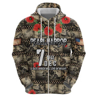 Pearl Harbor Remembrance Day Personalized Hoodie Memories of December 7 with Red Poppy Lei LT03 - Polynesian Pride