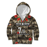 Pearl Harbor Remembrance Day Personalized Kid Hoodie Memories of December 7 with Red Poppy Lei LT03 Zip Hoodie Beige - Polynesian Pride
