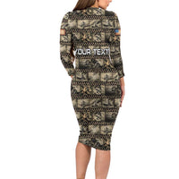 Pearl Harbor Remembrance Day Personalized Long Sleeve Bodycon Dress Memories of December 7 with Red Poppy Lei LT03 - Polynesian Pride