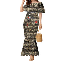 Pearl Harbor Remembrance Day Personalized Mermaid Dress Memories of December 7 with Red Poppy Lei LT03 Women Beige - Polynesian Pride