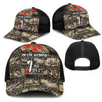 Pearl Harbor Remembrance Day Personalized Mesh Trucker Cap Memories of December 7 with Red Poppy Lei - Polynesian Pride