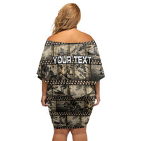 Pearl Harbor Remembrance Day Personalized Off Shoulder Short Dress Memories of December 7 with Red Poppy Lei LT03 - Polynesian Pride