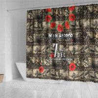 Pearl Harbor Remembrance Day Shower Curtain Memories of December 7 with Red Poppy Lei LT03 - Polynesian Pride