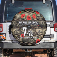 Pearl Harbor Remembrance Day Spare Tire Cover Memories of December 7 with Red Poppy Lei LT03 Beige - Polynesian Pride
