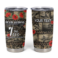 Pearl Harbor Remembrance Day Personalized Tumbler Cup Memories of December 7 with Red Poppy Lei LT03 Beige - Polynesian Pride