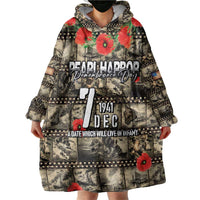 Pearl Harbor Remembrance Day Personalized Wearable Blanket Hoodie Memories of December 7 with Red Poppy Lei LT03 - Polynesian Pride