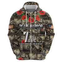 Pearl Harbor Remembrance Day Personalized Zip Hoodie Memories of December 7 with Red Poppy Lei LT03 - Polynesian Pride