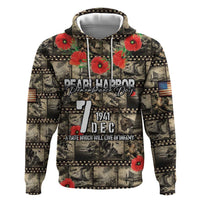 Pearl Harbor Remembrance Day Personalized Zip Hoodie Memories of December 7 with Red Poppy Lei LT03 Pullover Hoodie Beige - Polynesian Pride