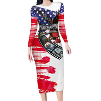 Pearl Harbor Remembrance Day Personalized Family Matching Long Sleeve Bodycon Dress and Hawaiian Shirt Lest We Forget - The Bald Eagle Remembers LT03 Mom's Dress White - Polynesian Pride