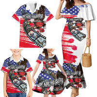 Pearl Harbor Remembrance Day Personalized Family Matching Mermaid Dress and Hawaiian Shirt Lest We Forget - The Bald Eagle Remembers LT03 - Polynesian Pride