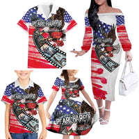Pearl Harbor Remembrance Day Personalized Family Matching Off The Shoulder Long Sleeve Dress and Hawaiian Shirt Lest We Forget - The Bald Eagle Remembers LT03 - Polynesian Pride
