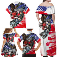 Pearl Harbor Remembrance Day Personalized Family Matching Off Shoulder Maxi Dress and Hawaiian Shirt Lest We Forget - The Bald Eagle Remembers LT03 - Polynesian Pride