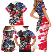 Pearl Harbor Remembrance Day Personalized Family Matching Short Sleeve Bodycon Dress and Hawaiian Shirt Lest We Forget - The Bald Eagle Remembers LT03 - Polynesian Pride
