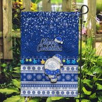 Palau Christmas Garden Flag Snowman Hugs Palau Coat of Arms Maori Pattern Blue Style LT03 Garden Flag Blue - Polynesian Pride