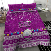 Palau Christmas Bedding Set Snowman Hugs Palau Coat of Arms Maori Pattern Pink Style LT03 - Polynesian Pride