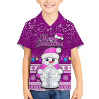 Palau Christmas Kid Hawaiian Shirt Snowman Hugs Palau Coat of Arms Maori Pattern Pink Style LT03 Kid Pink - Polynesian Pride