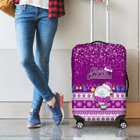 Palau Christmas Luggage Cover Snowman Hugs Palau Coat of Arms Maori Pattern Pink Style LT03 - Polynesian Pride