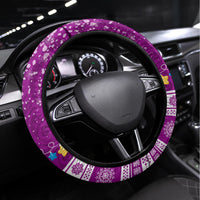 Palau Christmas Steering Wheel Cover Snowman Hugs Palau Coat of Arms Maori Pattern Pink Style LT03 Universal Fit Pink - Polynesian Pride