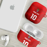 Custom Mate Ma'a Tonga Rugby AirPods Case Ngatu Tribal Motifs Sporty Style - Polynesian Pride