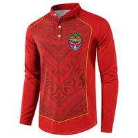 Custom Mate Ma'a Tonga Rugby Button Sweatshirt Ngatu Tribal Motifs Sporty Style - Polynesian Pride