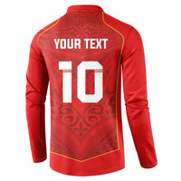 Custom Mate Ma'a Tonga Rugby Button Sweatshirt Ngatu Tribal Motifs Sporty Style - Polynesian Pride