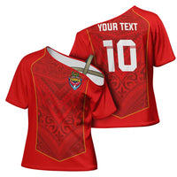 Custom Mate Ma'a Tonga Rugby Cross Shoulder Shirt Ngatu Tribal Motifs Sporty Style - Polynesian Pride