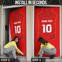 Custom Mate Ma'a Tonga Rugby Door Cover Ngatu Tribal Motifs Sporty Style - Polynesian Pride