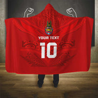 Custom Mate Ma'a Tonga Rugby Hooded Blanket Ngatu Tribal Motifs Sporty Style - Polynesian Pride