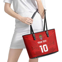 Custom Mate Ma'a Tonga Rugby Leather Tote Bag Ngatu Tribal Motifs Sporty Style - Polynesian Pride