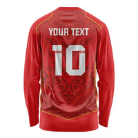 Custom Mate Ma'a Tonga Rugby Long Sleeve Shirt Ngatu Tribal Motifs Sporty Style - Polynesian Pride