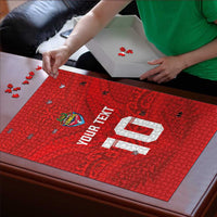 Custom Mate Ma'a Tonga Rugby Puzzle Ngatu Tribal Motifs Sporty Style - Polynesian Pride