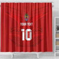 Custom Mate Ma'a Tonga Rugby Shower Curtain Ngatu Tribal Motifs Sporty Style - Polynesian Pride