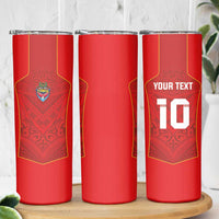 Custom Mate Ma'a Tonga Rugby Skinny Tumbler Ngatu Tribal Motifs Sporty Style - Polynesian Pride