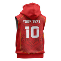 Custom Mate Ma'a Tonga Rugby Sleeveless Zip Hoodie Ngatu Tribal Motifs Sporty Style LT03 - Polynesian Pride