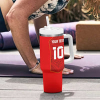 Custom Mate Ma'a Tonga Rugby Tumbler With Handle Ngatu Tribal Motifs Sporty Style - Polynesian Pride