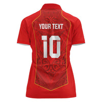 Custom Mate Ma'a Tonga Rugby Women Polo Shirt Ngatu Tribal Motifs Sporty Style - Polynesian Pride