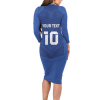 Custom Samoa Rugby Long Sleeve Bodycon Dress Tatau Tribal Motifs Sporty Style - Polynesian Pride