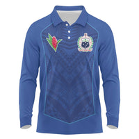 Custom Samoa Rugby Long Sleeve Polo Shirt Tatau Tribal Motifs Sporty Style - Polynesian Pride