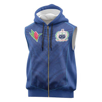 Custom Samoa Rugby Sleeveless Zip Hoodie Tatau Tribal Motifs Sporty Style LT03 Blue - Polynesian Pride