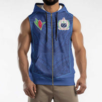 Custom Samoa Rugby Sleeveless Zip Hoodie Tatau Tribal Motifs Sporty Style - Polynesian Pride