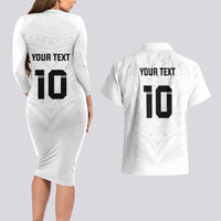 Custom Fiji Rugby Couples Matching Long Sleeve Bodycon Dress and Hawaiian Shirt Tapa Tribal Motifs Sporty Style - Polynesian Pride