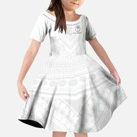 Custom Fiji Rugby Kid Short Sleeve Dress Tapa Tribal Motifs Sporty Style - Polynesian Pride